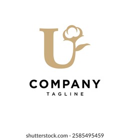 Letter U Cotton Gold Logo Icon vector