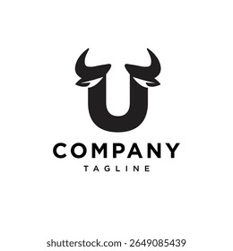 Letter U Cow Horns Logo Icon Vector