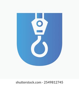 Letra U Grúa Logo Concepto Para La Construcción Símbolo Vector Plantilla