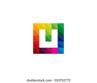 Letter U Creative Colorful Square Logo Design Element