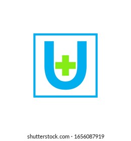 Logo de la Carta U cruzada más, logotipo de atención médica