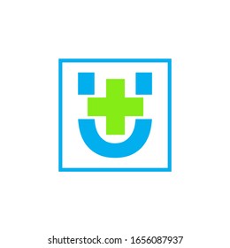 Letter U cross plus logo, Medical health care Logo