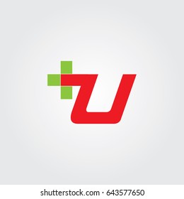 Letter u cross plus logo icon design template elements.