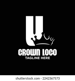 Inspiración de plantilla de diseño de logotipo de la corona de la letra U, Ilustración vectorial.