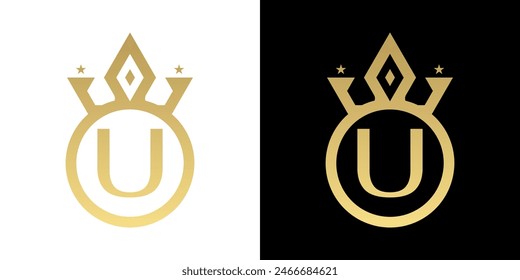 Letter U Crown Logo, Letter U Logo with crown Template for Sign Luxury Star Elegant Beauty,fashion
