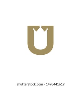 letter U with a crown in negative space