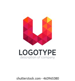 Letter U cube figure logo icon design template elements
