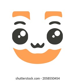 Letter U cute kawaii character, funny emoticon vector clip art.