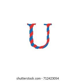 letter U with cuts and lag
