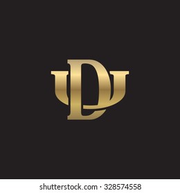 letter U and D monogram golden logo