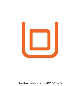 letter U and D monogram square shape logo orange