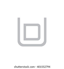 letter U and D monogram square shape logo gray