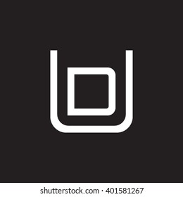 letter U and D monogram square shape logo white black background