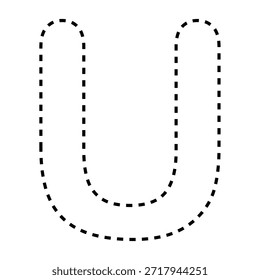 Letra U tracejada linha contorno vetor versão preta