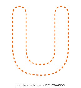 Letra U traçada linha contorno vetor versão ilustração oranye