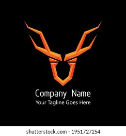 Letter U in the deer antlers shape with embossed effect. The initial logo for business brand identity