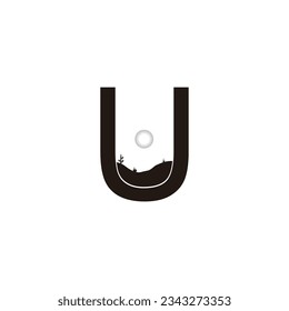 Letter U desert geometric symbol simple logo vector