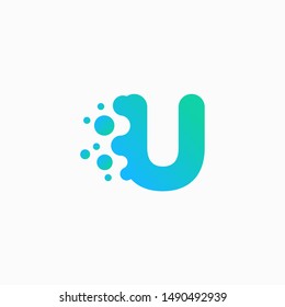 Letter U Design with dot shape. molecule and Lab Logo Design Element. perfect for technology,software, network and science brand. - vector