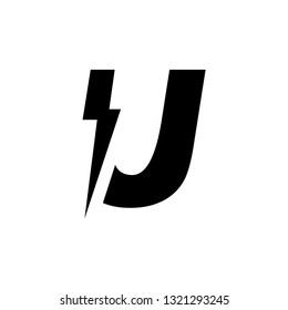 Letter U design lightning power symbol energy electricity logo icon bolt isolated on white background. Vector Illustration