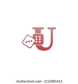 Letter U with dice two icon logo template vector