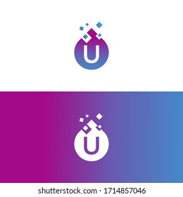 letter u digital waterdrop vector