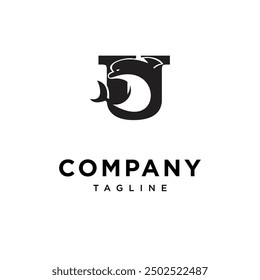 Letter U Dolphin logo icon vector