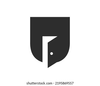 Letter U Door Logo Design Combined With Minimal Open Door Icon Vector Template