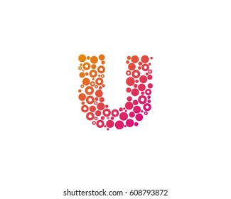 Letter U Dot Circle Bubble Logo Design Element