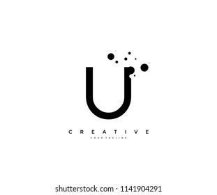 Letter U with dots shape logo design