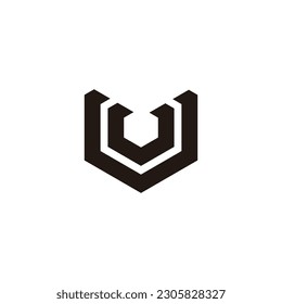 Letra U doble, símbolo geométrico de tecnología simple vector logo