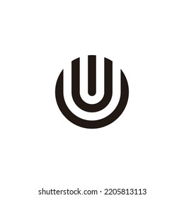 Letter U doubles, circle geometric symbol simple logo vector