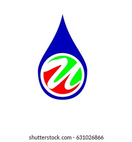 letter U drop water logo vector