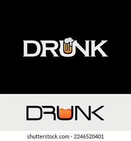 Letter U drunk logo, Drunk typography logo design collection - vector illustration.
glass of beer toasting creating splash and foam Line art drawing icon, emblem, logo, label design.