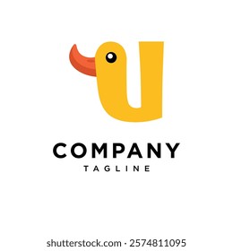 Letter U Duck Cute Logo Icon Vector