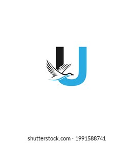 Letter U with duck icon logo design illustration vector