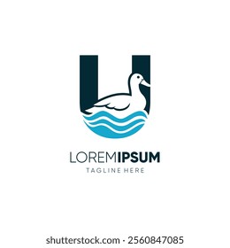 Letter U Duck Logo Design Vector Icon Graphic Emblem Illustration 