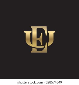 letter U and E monogram golden logo