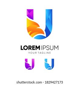 Vector de diseño de logotipo colorido de águila U