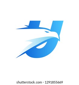 Letter U Eagle Head Logo