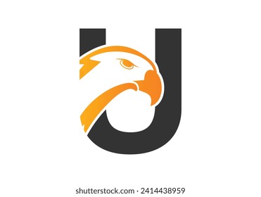 Letter U Eagle head Logo Design Vector Template. Modern logo design for business, and company identity.