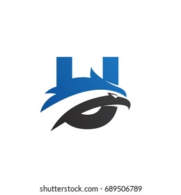 letter U eagle head logo blue