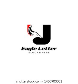 letter U eagle head red and black logo.