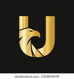 Letter U Eagle Logo Design. Transportation Symbol Vector Template