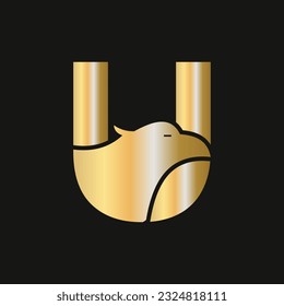 Letter U Eagle Logo Design. Transportation Symbol Vector Template