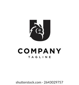 Letter U Eagle Owl Logo Icon Vector