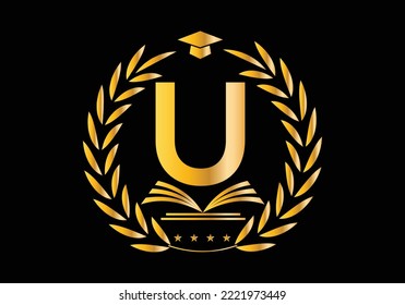 Letter U With Education Logo Book Concept. Training Career Sign, University, Academy Graduation Logo Template Vector Design.