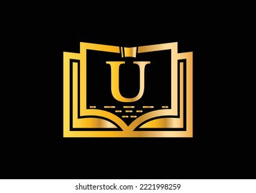 Letter U With Education Logo Book Concept. Training Career Sign, University, Academy Graduation Logo Template Vector Design.