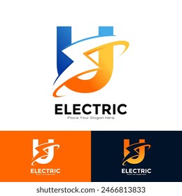 Letter U Electric Logo vector design. Suitable for initial Lightning Bolt,  corporate, technology, and poster illustration symbol