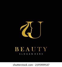 Letter U Elegance Luxury Beauty gold color women's fashion logo