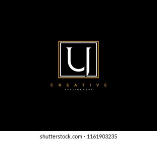 letter U elegant line square frame hipster logo design